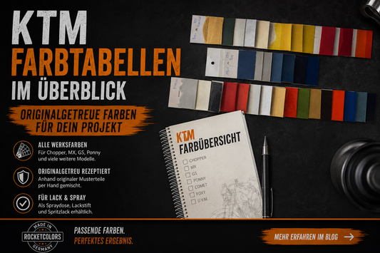 KTM Farben – Farbtabelle für Pony, Foxi, Comet, Hobby, GS & klassische KTM Mopeds