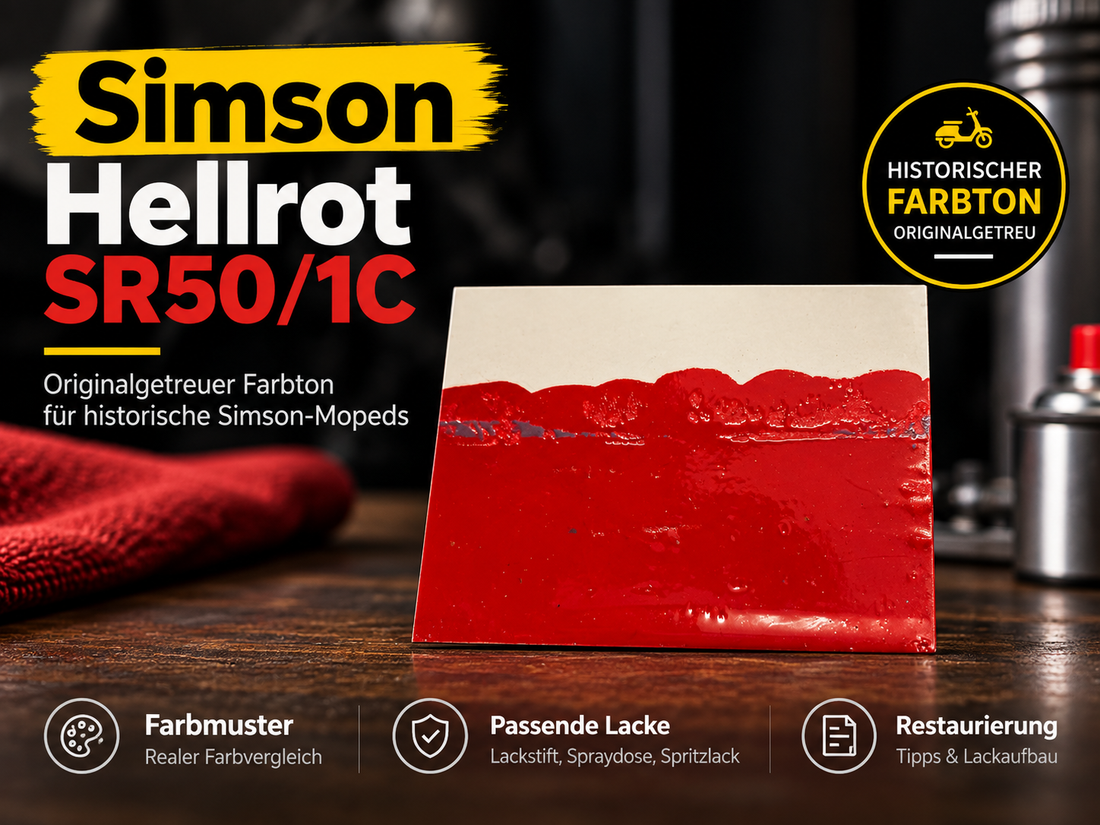 Simson Hellrot SR50/1C als originalgetreuer roter Farbton für die Restaurierung