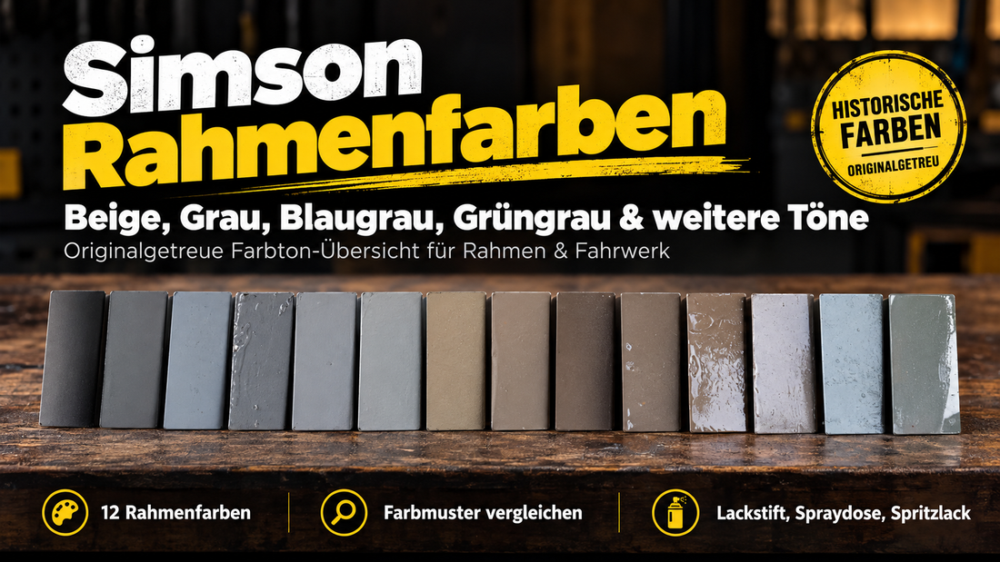 Simson Rahmenfarben in Beige, Grau, Blaugrau und Grüngrau für Rahmen und Fahrwerk