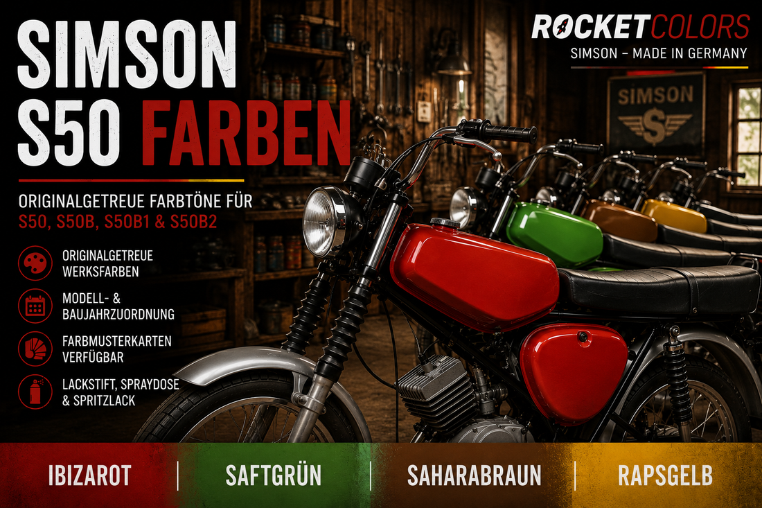 Simson S50 Farben Ibizarot Saftgrün Saharbraun 