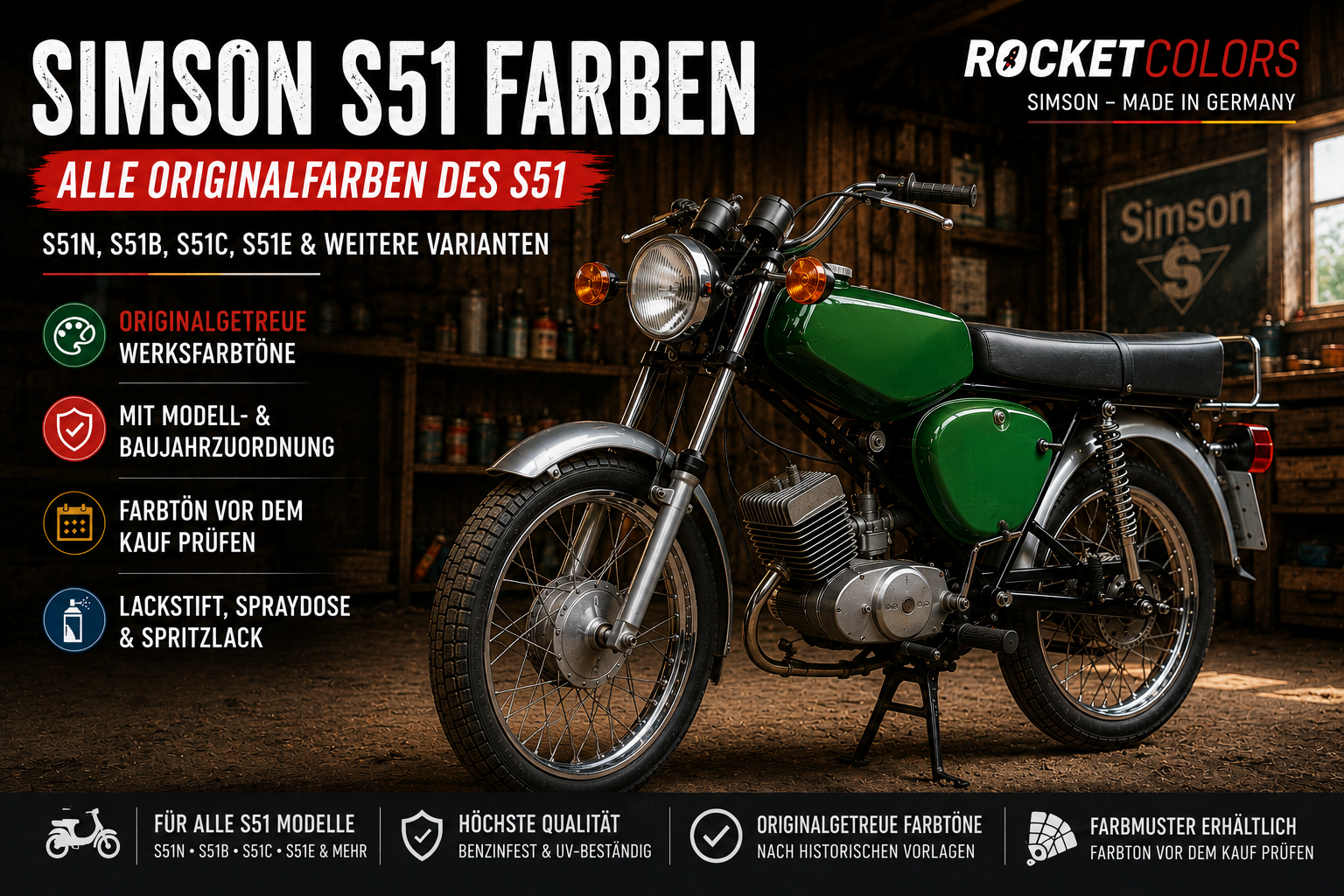 Simson 41 Simson S51 Farben – Alle Originalfarben der S51 mit Modell- und ...